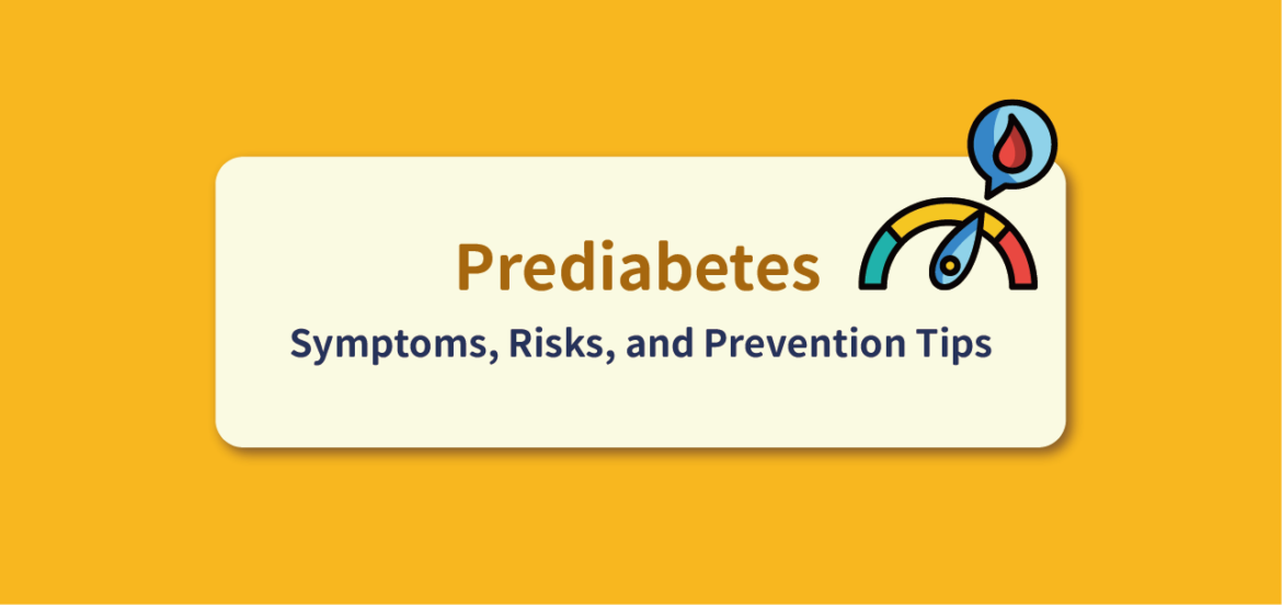 Banner showing “Prediabetes – Symptoms, Risks, and Prevention Tips”